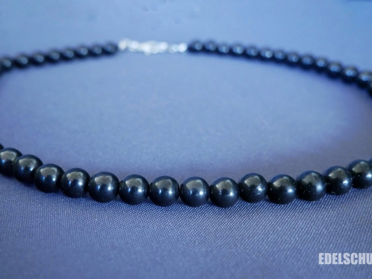 Perlen Ø 6 mm / poliert Schungit & Shungit  Halskette 36 cm Zertifikat 