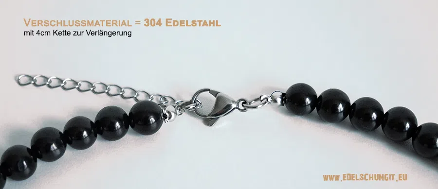 halskette aus schungit - verschluss edelstahl