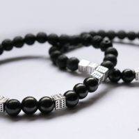 Armband mit Schungit & Lava / Lavastein, Herrenarmband