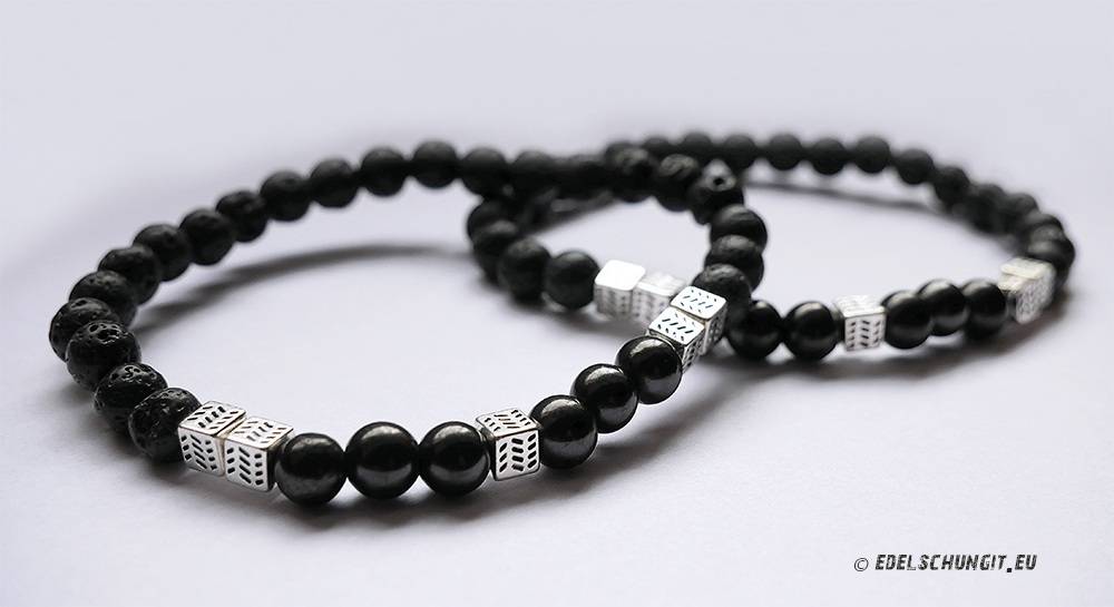 Lava-Schungit Armband