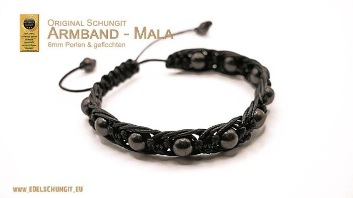 schungit mala armband mit 6mm perlen