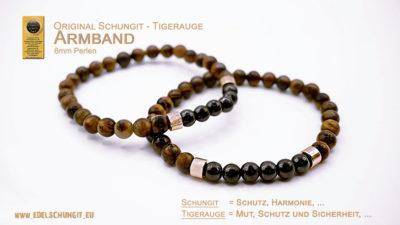 schungit - tigerauge armband - mut, sicherheit