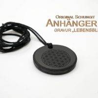 Schungit Anhänger mit Lebensblume (graviert)
