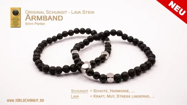 schungit armband - Lava 6mm  - herrenarmband