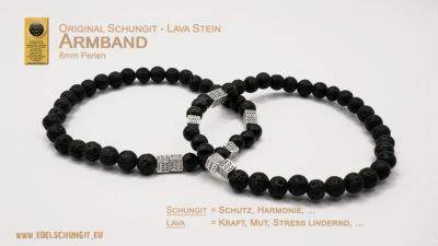 Herrenarmband Schungit - Lava Stein