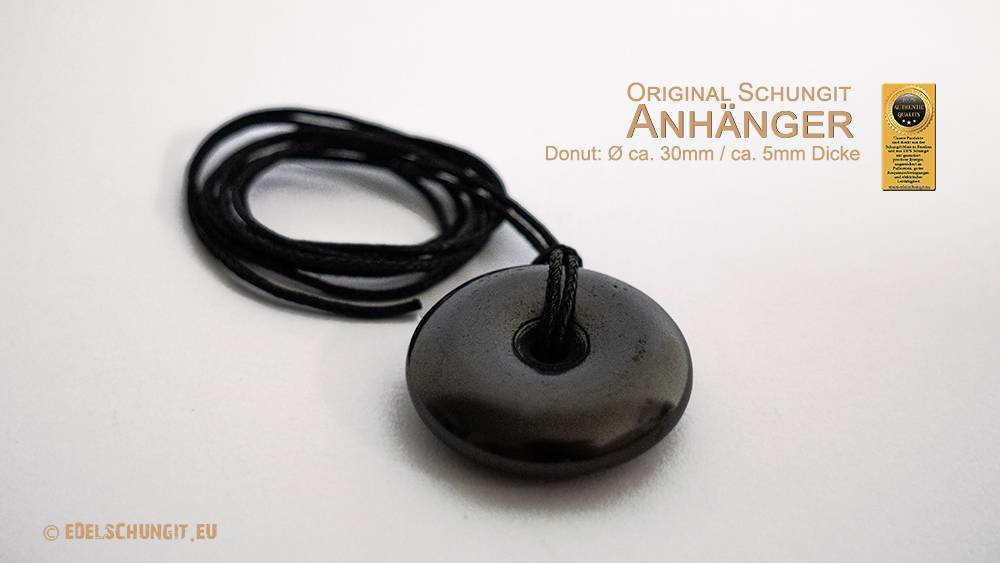 donut anhänger schungit mit baumwollband