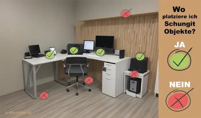 Schungit Platzierung im  Arbeitszimmer