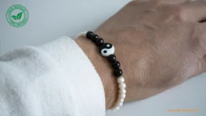 armband süsswasser perlmutt mit schungit