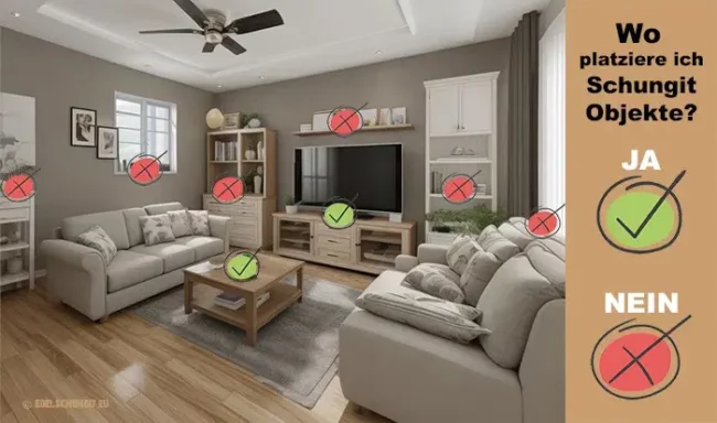 Schungit Platzierung im Haus wohnzimmer