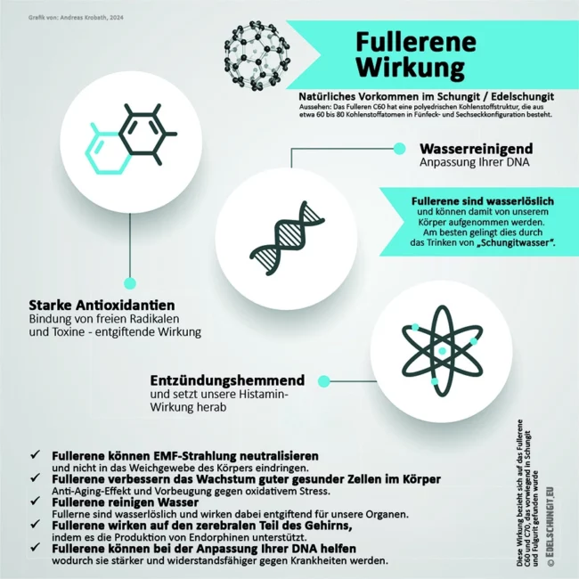 schungit fullerene wirkung - infografik