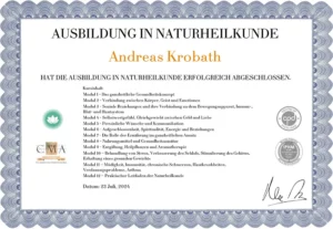 Andreas Krobath - Zertifikat Ausbildung Naturheilkunde 2024